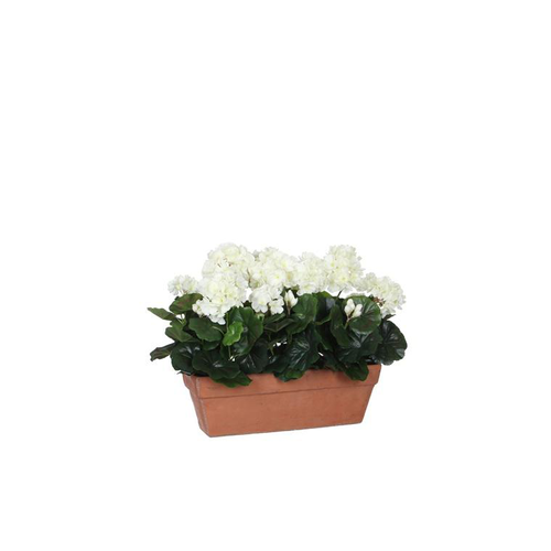 Visuel 1 du produit Géranium blanc plante artificielle en jardinière Terra 39x13x40 cm