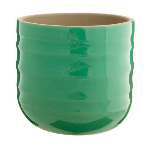 Visuel 1 du produit Cache-pot Aceno coloris vert en céramique - Ø 13,3 cm x 11,8 cm