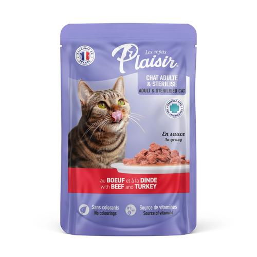 Visuel 1 du produit Aliment humide pour chat Plaisir bœuf dinde en pochon de 100 g