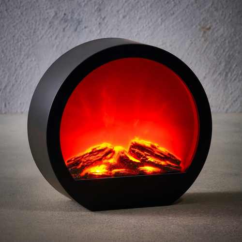 Visuel 1 du produit Cheminée ronde LED blanc chaud coloris blanc - 24,5 x 9 x 23 cm