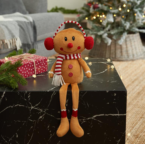 Visuel 2 du produit Personnage en pain d’épice assis avec jambes pendantes Mme Gingembre Gonk - 25 cm