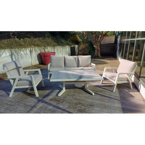 Visuel 3 du produit Salon de jardin 5 places en aluminium, coloris pélican - BIZZOTTO Truman