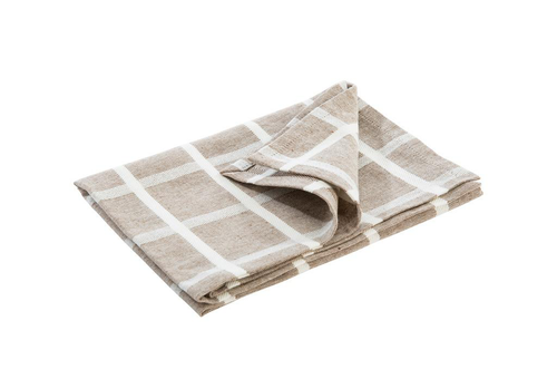 Visuel 1 du produit Torchon à carreaux coloris beige en coton - 50 x 70 cm