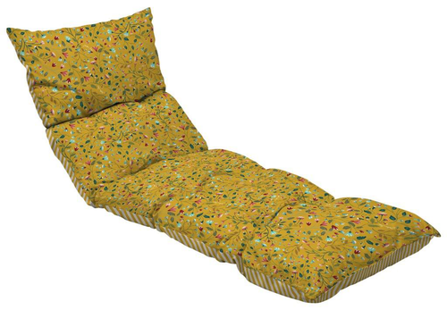 Visuel 1 du produit Coussin bain de soleil en polyester/coton à motifs coloris cumin Flocons Apolline - 180 x 56 x 10 cm