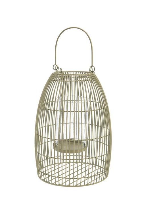 Visuel 1 du produit Lanterne filaire en verre et en métal coloris gris - 25 x 25 x 34,5 cm