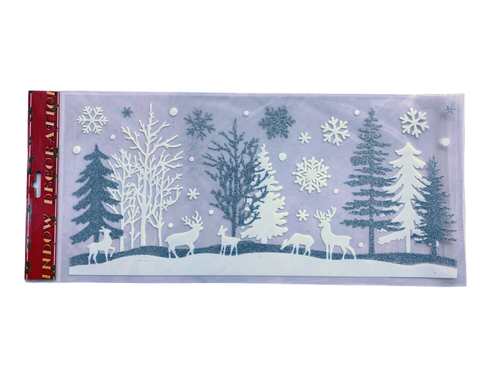 Visuel 1 du produit Sticker scintillant argent et blanc village - 23 x 49 cm