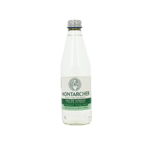 Visuel 2 du produit Eau de source pétillante en bouteille de verre Montarcher - 33 cl