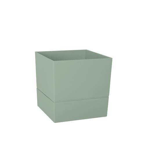 Visuel 1 du produit Pot carré en plastique à réserve d'eau coloris vert amande Poetic Aquaduo - 19,3 cm