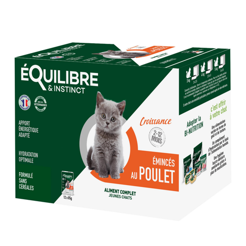 Visuel 1 du produit Aliment humide pour chaton poulet spécial croissance Équilibre & Instinct - 12 x 85 g