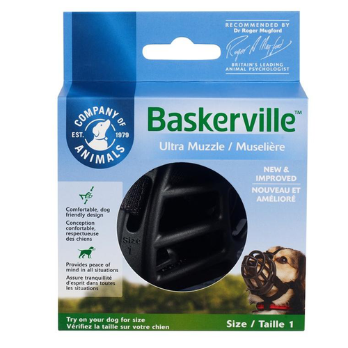 Visuel 1 du produit Muselière pour chien noire caoutchouc thermoplastique Baskerville Ultra – Taille 1