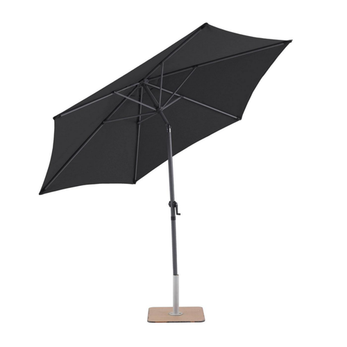 Visuel 1 du produit Parasol rond à manivelle coloris bleu en aluminium et polyester - Ø 270 cm