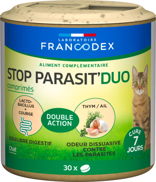 Visuel 1 du produit Aliment complémentaire vermifuge pour chat Francodex Vers O Net - x 30 comprimés