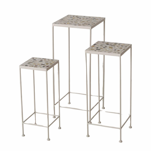 Visuel 1 du produit Sellette en fer et pierre grise Flux S - 19 x 19 x 49 cm