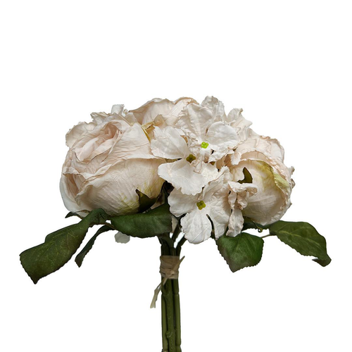 Visuel 1 du produit Bouquet de roses blanc en papier aspect fleur séchée Naturalys - 30 cm