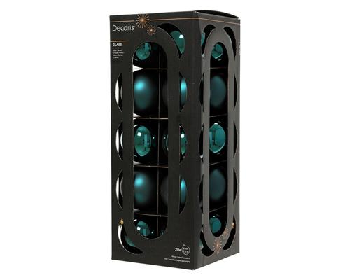 Visuel 1 du produit Pack de 20 boules de Noël brillantes et mates en verre émeraude - Ø 6 cm