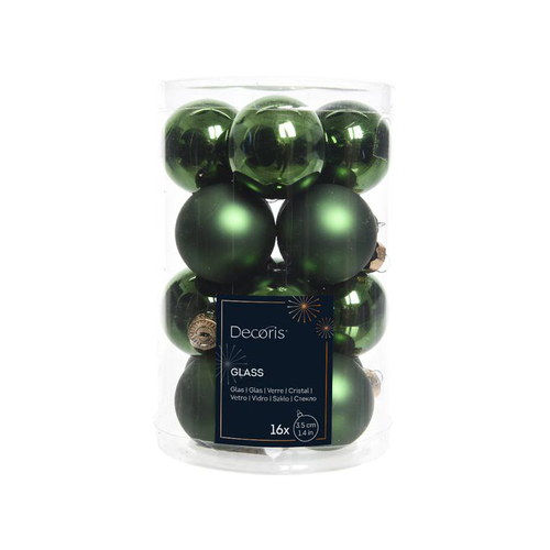 Visuel 2 du produit Boîte de 16 mini boules en verre coloris vert pin - Ø 3,5 cm