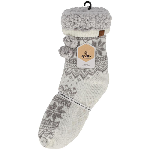 Visuel 3 du produit Chaussettes avec fourrure et pompons pour femme Apollo - taille unique