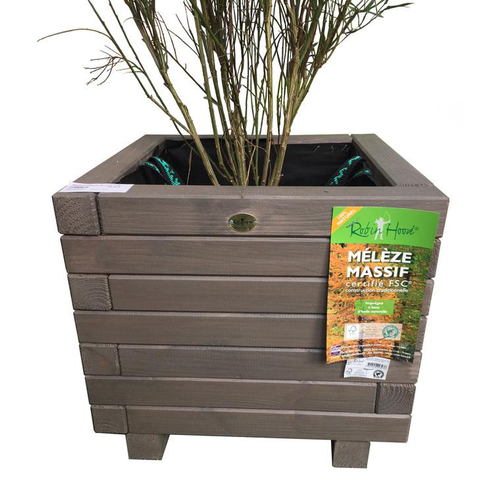 Visuel 2 du produit Bac Madrier carré mélèze cérusé gris 40x40x35,5 cm