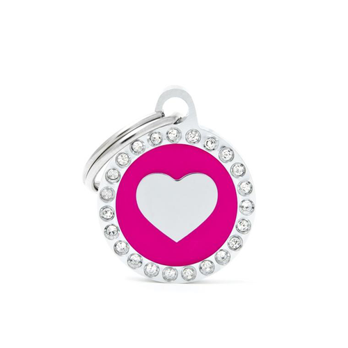 Visuel 1 du produit Médaille glam petit cercle rose avec cœur