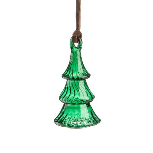 Visuel 1 du produit Suspension forme sapin en verre vert transparent - 9,5 x 5 cm