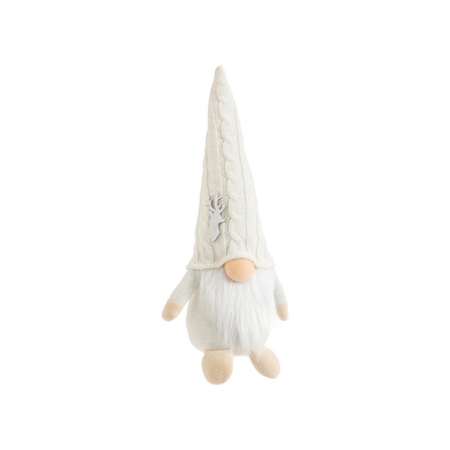 Visuel 1 du produit Gnome blanc assis avec bonnet à motif cerf grand modèle - 40 cm