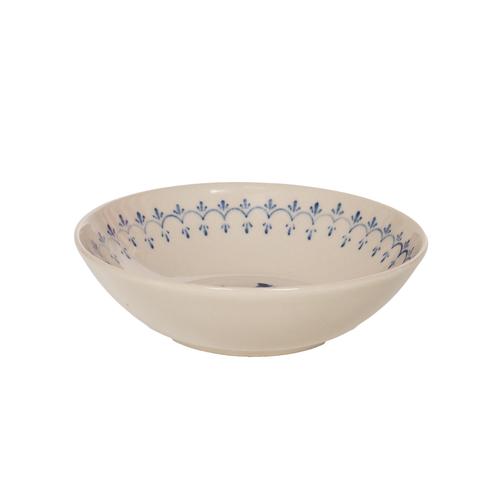 Visuel 1 du produit Coupelle en grès blanc à motif bleu Appoline - Ø 17 x H 5 cm