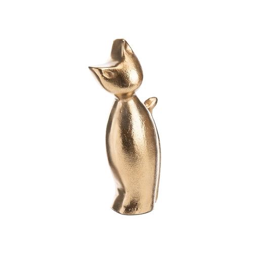 Visuel 1 du produit Chat décoratif en aluminium doré - 6 x 10 x 21 cm