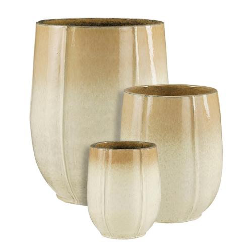 Visuel 1 du produit Pot haut Corsica coloris beige en céramique - 44 x Ø 35 cm