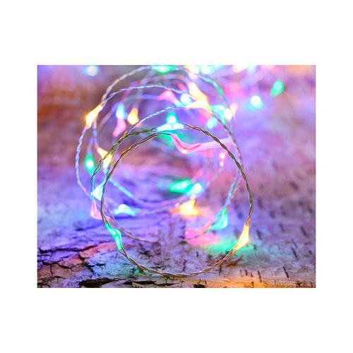 Visuel 1 du produit Guirlande solaire batterie remplaçable micro 50 LED coloris multicolore Blachere - 5 m