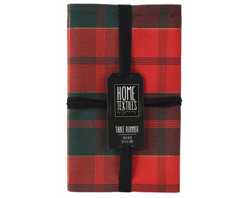 Visuel 1 du produit Chemin de table en coton vert et rouge Tartan - 150 x 30 cm