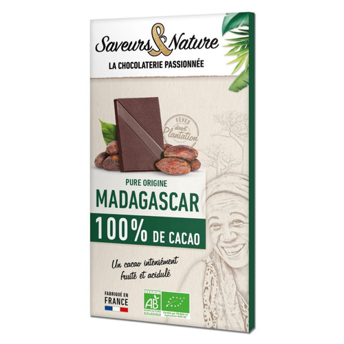 Visuel 1 du produit Tablette cacao 100% Origine Madagascar bio Saveurs et Nature - 80 g