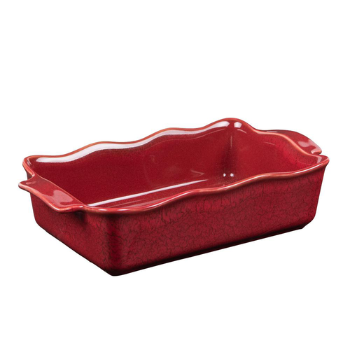 Visuel 1 du produit Plat à four rectangulaire en porcelaine rouge Ely - 27 x 16 x H 7 cm