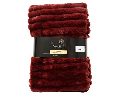 Visuel 1 du produit Plaid en polyester velours bordeaux - 170 x 130 cm