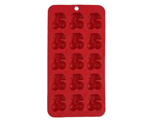 Visuel 1 du produit Moule à glaçons forme cerise en silicone rouge - 21 x 11 x 2 cm