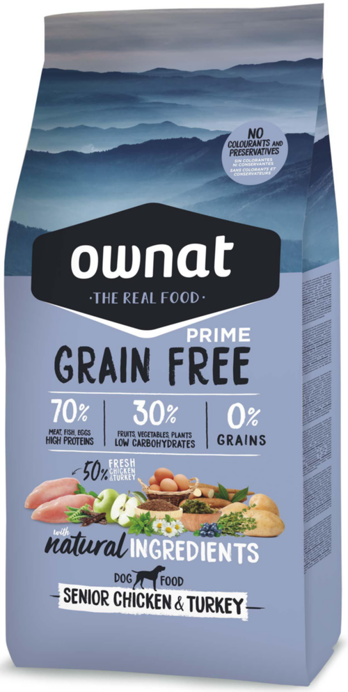 Visuel 1 du produit Croquette pour chien mature Grain Free à la volaille Ownat - 3 kg