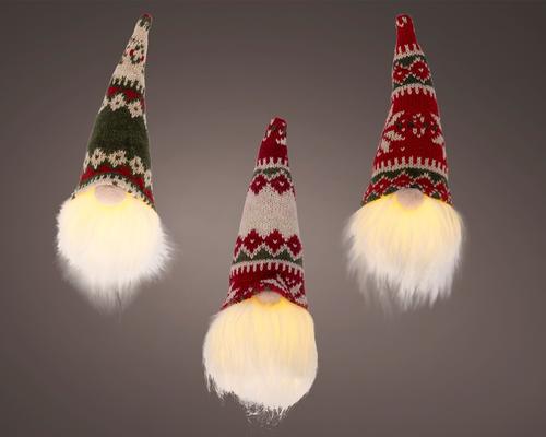 Visuel 1 du produit Gnome à bonnet multicolore à LED blanc chaud à suspendre - Ø 6 x H 20 cm