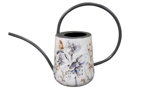 Visuel 1 du produit Arrosoir en métal époxy blanc et argent Moonlight prairie givrée - 38 x 14 x 26 cm