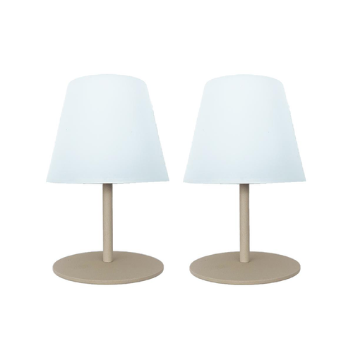 Visuel 1 du produit Lot de 2 lampes coloris beige effet blanc chaud en métal Batimex - Ø 10 x 16 cm