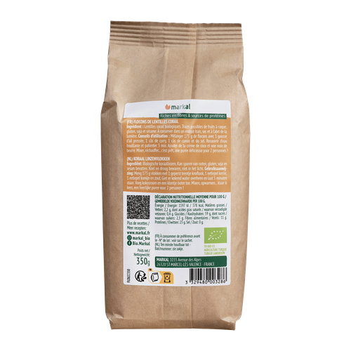 Visuel 2 du produit Flocons de lentille corail bio Markal - 350 g