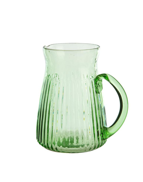 Visuel 1 du produit Pichet décor côtelé coloris vert en verre - 18,5 x 17 cm
