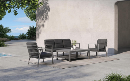 Visuel 2 du produit Salon de jardin 5 places aluminium gris mat, anthracite, orme - CREADOR Catalina