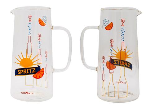 Visuel 1 du produit Carafe à spritz en verre transparent à motif coloré - 16,7 x 13,5 x 23,5 cm