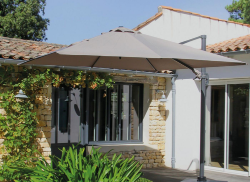 Visuel 2 du produit Parasol déporté aluminium inclinable et orientable PROLOISIRS Roma - 3x3m - gris/taupe