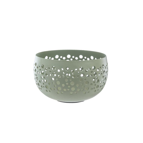 Visuel 1 du produit Photophore en métal ajouré vert d’eau motif bulles - Ø 12 x H 8 cm