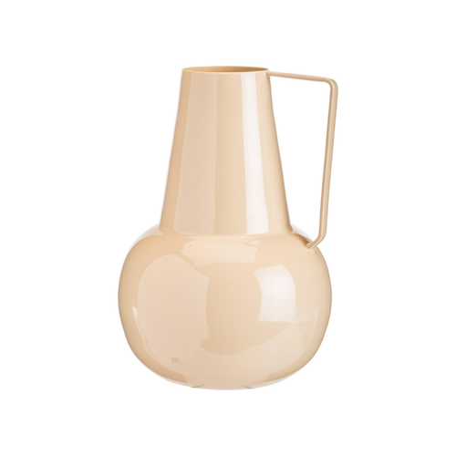 Visuel 1 du produit Vase boule avec col haut en métal beige - Ø 16 x 22 cm