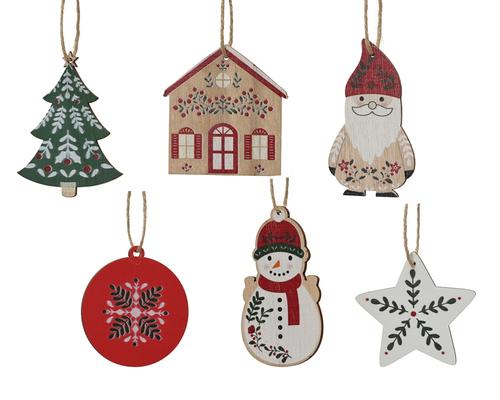 Visuel 1 du produit Figurine de Noël à suspendre en bois - 6,2 x 6,2 cm