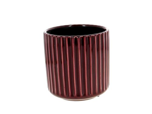 Visuel 1 du produit Cache-pot coloris rouge en céramique Orchidée - Ø 13,5 x 14 cm