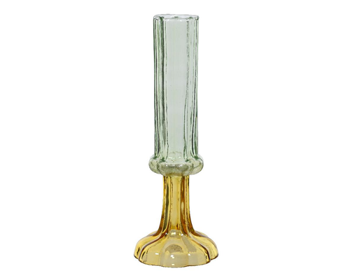 Visuel 1 du produit Soliflore en verre vert et jaune - Ø 9 x H 25,5 cm