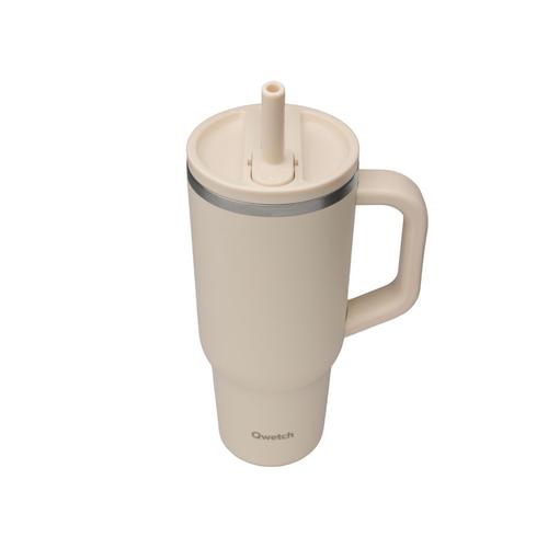 Visuel 2 du produit Travel cup isotherme en inox avec bouchon étanche Qwetch Matt sable - 900 ml