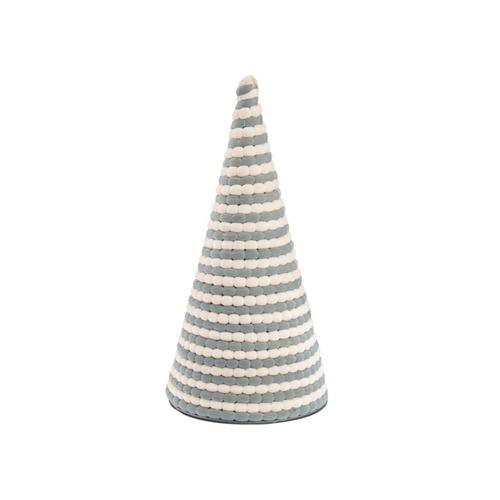 Visuel 1 du produit Sapin conique à poser en tissu gris et blanc à spirales - Ø 15 x H 30 cm